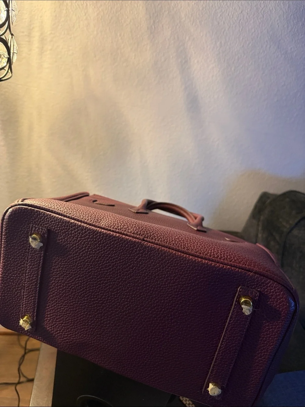 Luxury Purple Leather Top-Handle Bag